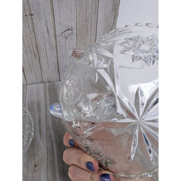 Vintage Set of 2 Anchor Hocking Star Of David 3 Footed Glass Bowl Bon Bon Dish - Picture 7 of 7